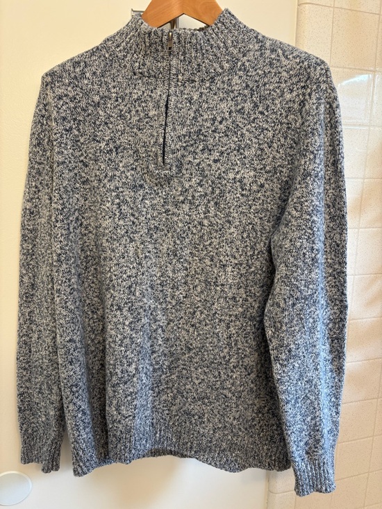 Even Tide Other - Men's Half-Zip 1/4 Zip Heathered Blue Sweater Preppy Office Cotton Golf Size XL